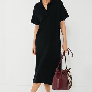 Tuckernuck Black Channing Polo Midi Dress Shift Collared